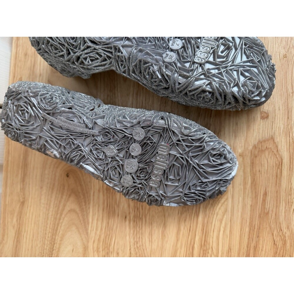 Melissa + Campana Fritas Gray Rose Silver Jelly Glitter Flats Sz 7 - Picture 4 of 8